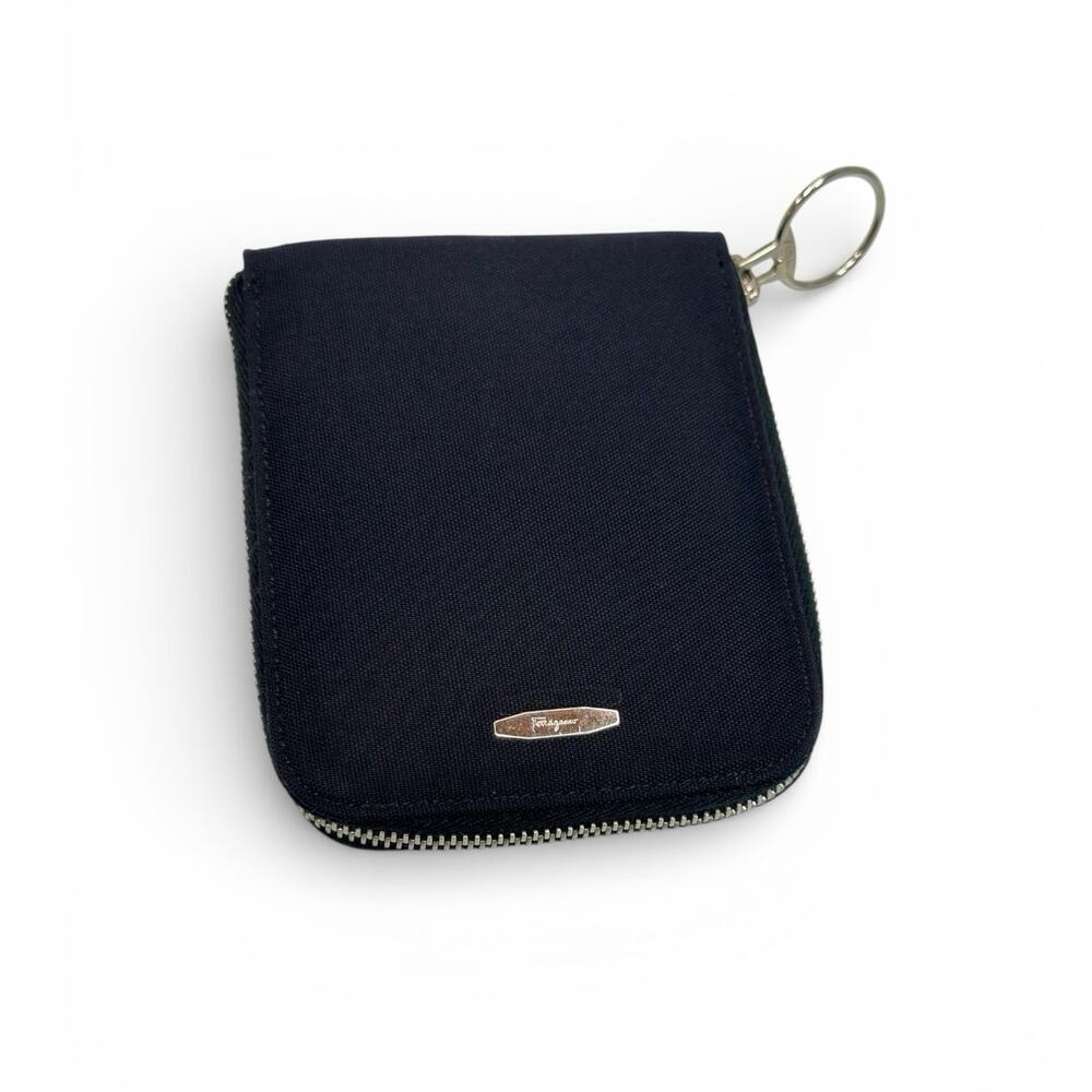 Salvatore Ferragamo Black Unisex Zip Wallet Authentic Vintage
